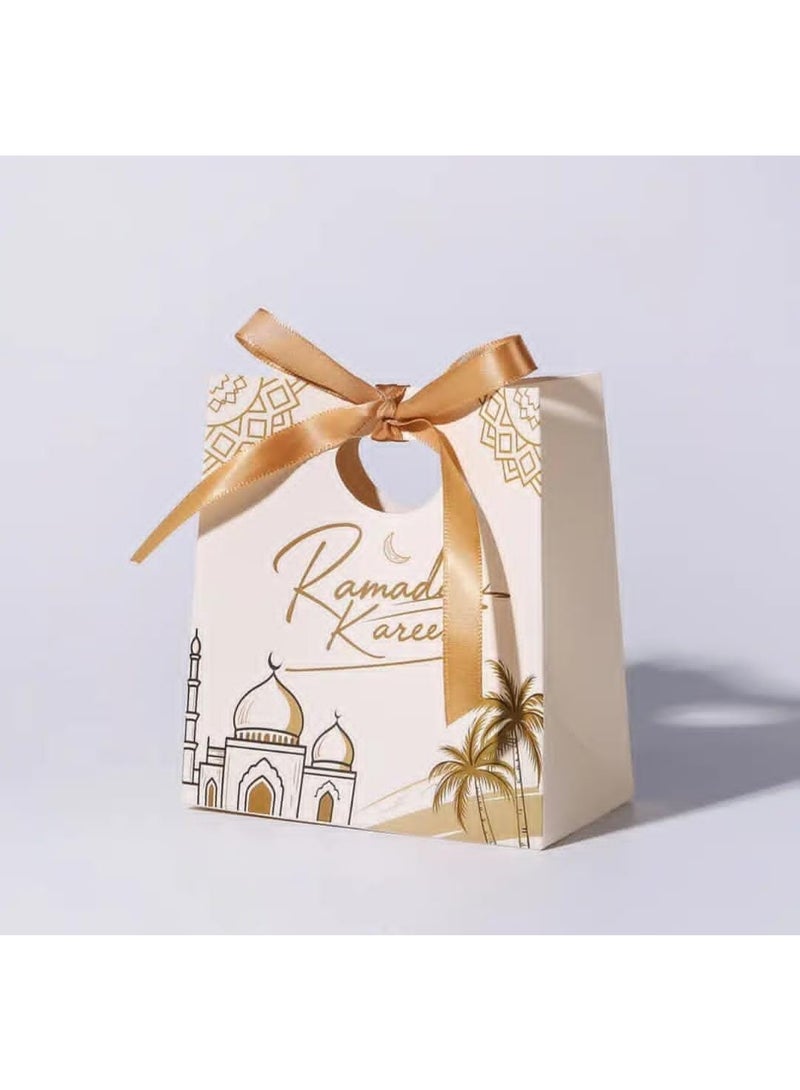 LDQ Mini Ramadan Gift Bags with Ribbon – Paper Favor Bags for Eid Al-Fitr & Eid Al-Adha (10 Pieces) - Image 1